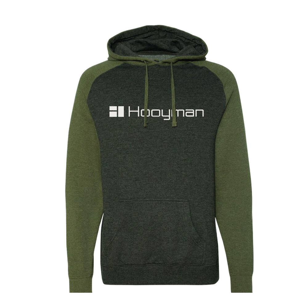 Hooyman Raglan Two Tone Hoody - Medium - Charcoal Heather / Army Heather